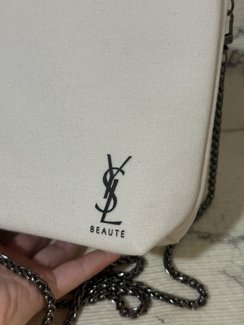 Yves Saint Laurent Beauty Canvas Bag with Chain Crossbody Strap - Picture 5 of 17